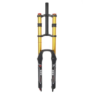 HSQMA 26 27.5 29'' Mountain Bike Suspension Fork Downhill 130mm Travel Rebound Adjust Double Crown Air Fork 1-1/8 Straight Disc Brake QR Manual Locking,for DH/XC/AM