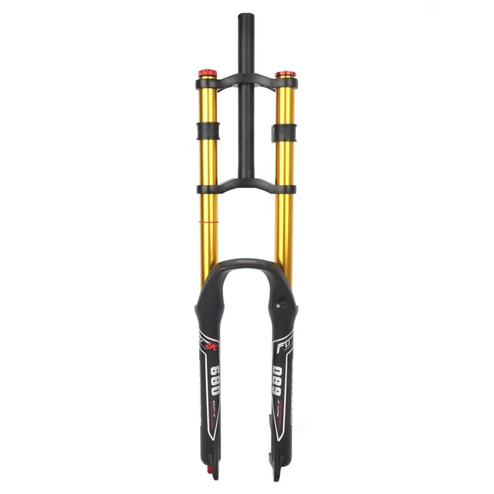 HSQMA 26 27.5 29'' Mountain Bike Suspension Fork Downhill 130mm Travel Rebound Adjust Double Crown Air Fork 1-1/8 Straight Disc Brake QR Manual Locking,for DH/XC/AM