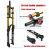HSQMA 26 27.5 29'' Mountain Bike Suspension Fork Downhill 130mm Travel Rebound Adjust Double Crown Air Fork 1-1/8 Straight Disc Brake QR Manual Locking,for DH/XC/AM view 3