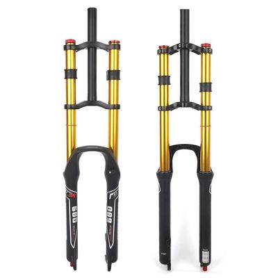 HSQMA 26 27.5 29 Inch Mountain Bike Fork Suspension Downhill Rebound Adjust Air Fork 130mm Travel Double Crown Straight Front Fork Disc Brake QR Manual Locking XC/AM/DH