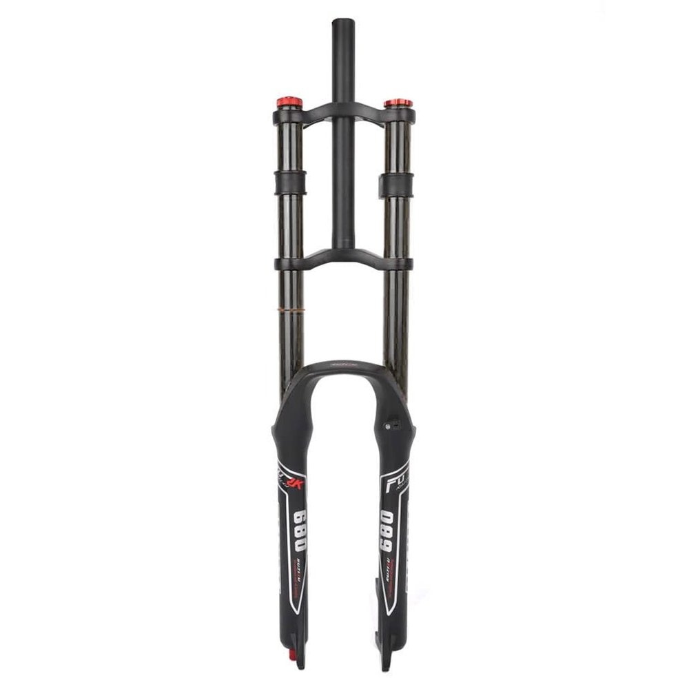 HSQMA 26 27.5 29'' Mountain Bike Suspension Fork Downhill 130mm Travel Rebound Adjust Double Crown Air Fork 1-1/8 Straight Disc Brake QR Manual Locking,for DH/XC/AM