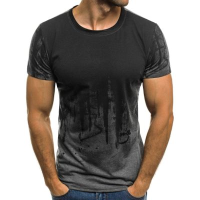 Hansber Men's Athletic Tee Shirts Quick Dry Short Sleeve Gym Tops Casual Graphic Tie Dye Shirts Street Wear Grey Medium