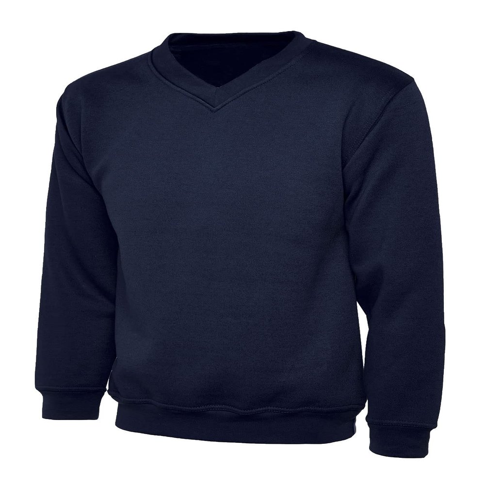 DigitalSpot Boys Long Sleeve Pullover Sweatshirt Girls V Neck School Uniform Jumper Plain Sweater (Navy 9-10 Years)