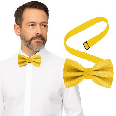 Bow Tie for Men Polyester Solid Pretied Bowties Adjustable Tuxedos Bowtie for Weddings & Grooms Gift  Bow Ties for Women (1, Yellow)