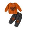 Infant Baby Clothes Boys Cartoon Long Sleeve Crewneck Sweatshirt Pullover Tops Pants 2Pcs Casual (Brown, 18-24 Months) view 1