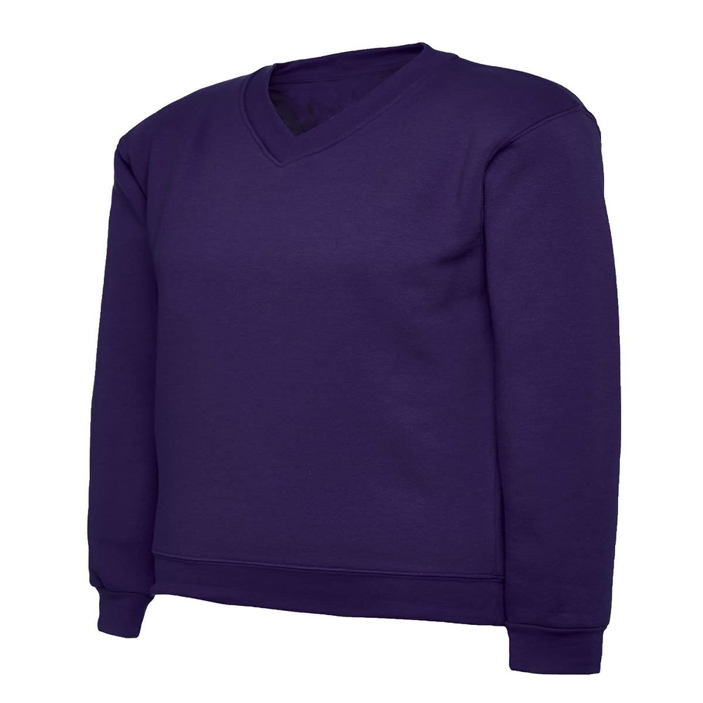 DigitalSpot Boys Long Sleeve Pullover Sweatshirt Girls V Neck School Uniform Jumper Plain Sweater (Purple 7-8 Years)