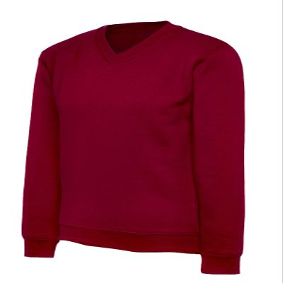 DigitalSpot Boys Long Sleeve Pullover Sweatshirt Girls V Neck School Uniform Jumper Plain Sweater (Maroon 7-8 Years)
