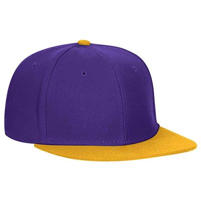 Ashen Fane Wool Blend 6 Panel Snapback Flat Bill Snapback Hat, Gold Purple Purple