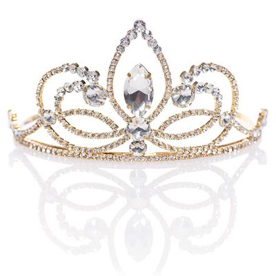 Andersons Ariana Rhinestone Tiara, 3  Inch Gold Metal Crown with Clear Faux Diamonds for Prom, Homecoming Queen, Wedding Bridal Party, Sweet 16, Quinceaera, Birthday, Pageant, Theater Costume Accessory