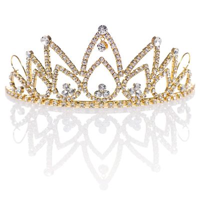 Andersons Hazel Rhinestone Tiara, 2 1/2 Inch Gold Metal Crown with Clear Faux Diamonds for Prom, Homecoming Queen, Wedding Bridal Party, Sweet 16, Quinceaera, Birthday, Pageant, Theater Costume Accessory