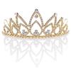 Andersons Hazel Rhinestone Tiara, 2 1/2 Inch Gold Metal Crown with Clear Faux Diamonds for Prom, Homecoming Queen, Wedding Bridal Party, Sweet 16, Quinceaera, Birthday, Pageant, Theater Costume Accessory view 1