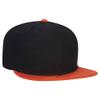 Ashen Fane Wool Blend 6 Panel Snapback Flat Bill Snapback Hat, Orange Black Black view 1