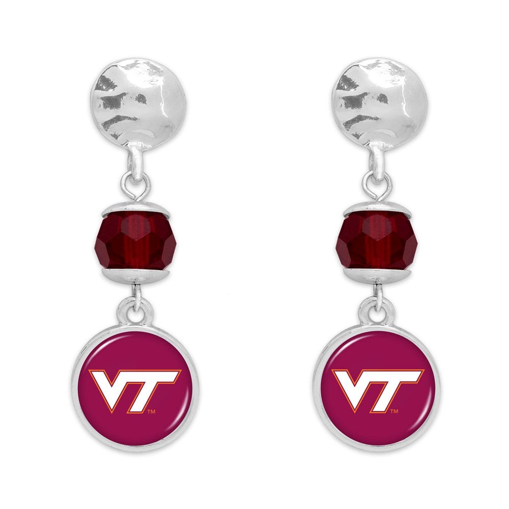Virginia Tech Hokies Ivy Crystal Silver Earrings Jewelry Gift VT