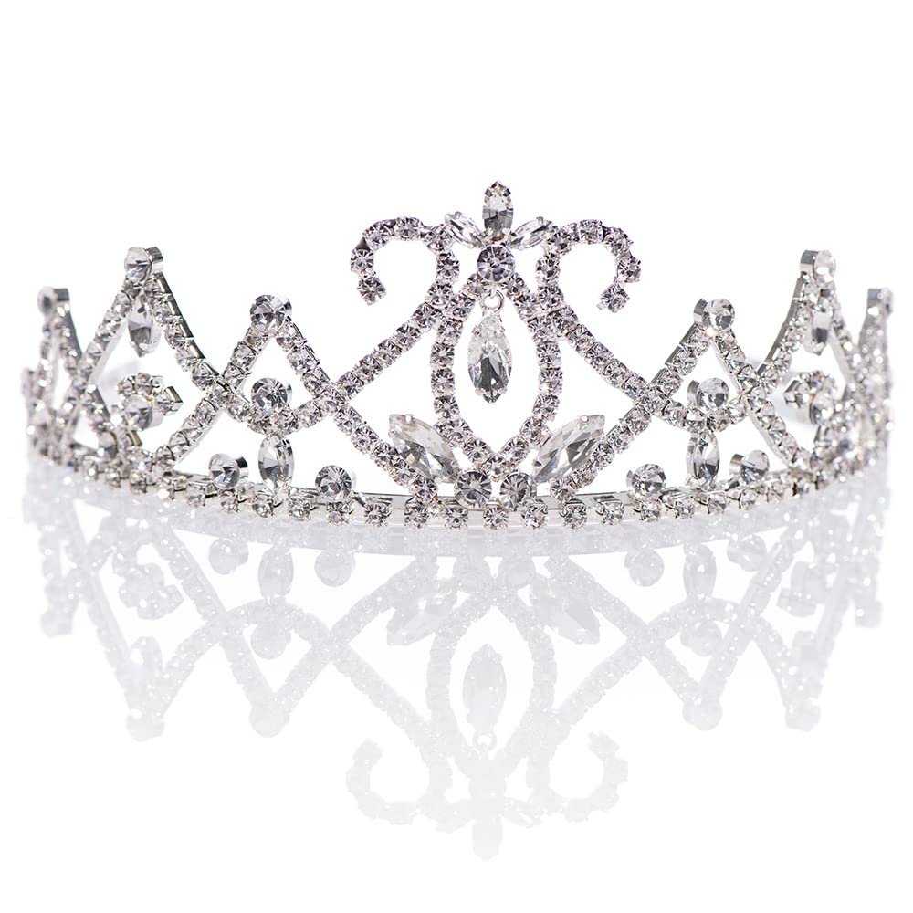 Anderson's Skye Rhinestone Tiara, Sparkling 2-Inch Silver Crown with Clear Faux Diamonds, Adjustable Band & Comfort Combs, Perfect for Weddings, Proms, Pageants, Birthdays & Quinceaeras