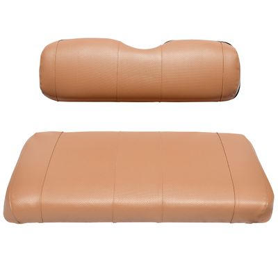 Seat Cover Replacement for EZGO RXV Golf Cart - Front Bench Seat - Premium Marine Vinyl - 5 Panel Stitching - Staple On Installation - Two-Tone Golf Cart Seat Covers (Tan)