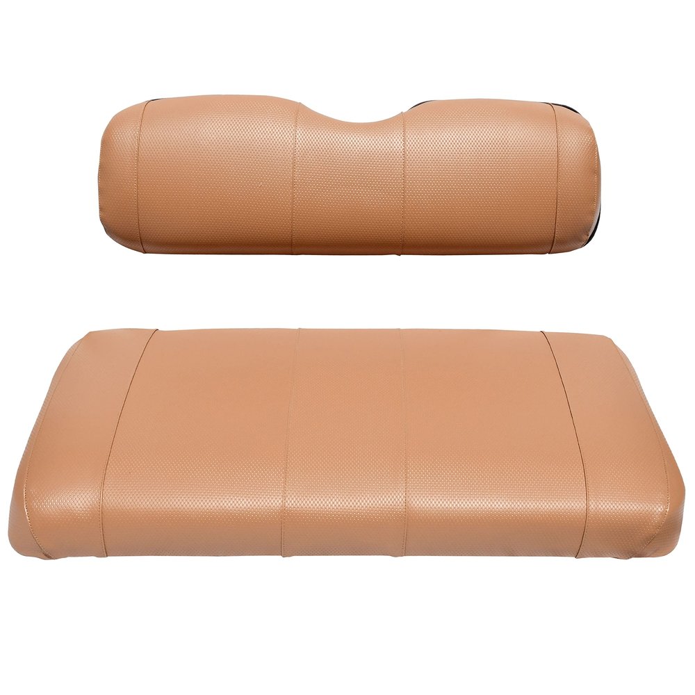 Seat Cover Replacement for EZGO RXV Golf Cart - Front Bench Seat - Premium Marine Vinyl - 5 Panel Stitching - Staple On Installation - Two-Tone Golf Cart Seat Covers (Tan)