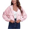 tuduoms Women's Zip Up Cropped Hoodies Long Sleeves Sweatshirts Trendy Corduroy Jackets Cute Workout Crop Tops for Teen Girls view 1