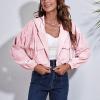 tuduoms Women's Zip Up Cropped Hoodies Long Sleeves Sweatshirts Trendy Corduroy Jackets Cute Workout Crop Tops for Teen Girls view 2