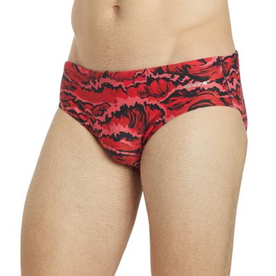 Sporti New Waves Swim Brief - Mens Swim Briefs - Athletic Swimsuit Training for Swimmers - Competition Pool Training Swim Briefs for Men - Red - 38