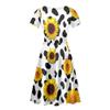 AmzPrint Women's Classic Basic Summer Casual Sexy Short Black and White Cow Print Dress Sunflower Dress Plus Size 4X view 2