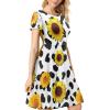 AmzPrint Women's Classic Basic Summer Casual Sexy Short Black and White Cow Print Dress Sunflower Dress Plus Size 4X view 4