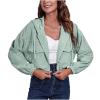 tuduoms Women's Zip Up Cropped Hoodies Long Sleeves Sweatshirts Trendy Corduroy Jackets Cute Workout Crop Tops for Teen Girls view 1