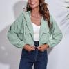 tuduoms Women's Zip Up Cropped Hoodies Long Sleeves Sweatshirts Trendy Corduroy Jackets Cute Workout Crop Tops for Teen Girls view 2