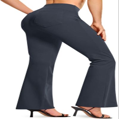 TSLA Women's Yoga & Dress Pants, Office Business Casual Work Slacks, Stretch Straight Leg/Bootcut Pants with 4 Pockets, Bootcut Charcoal, Medium