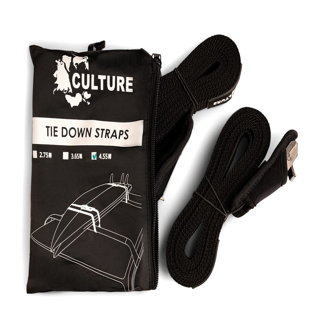 Culture Supply Tie Down Straps 15ft - Surfboard, Longboard, SUP, Paddleboard, Kayak, Canoe, Surf, fits All Vehicles with Roof Racks