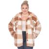white mark Women's Plus Size Plaid Shacket with Front Pockets and Button Closure view 1