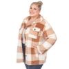 white mark Women's Plus Size Plaid Shacket with Front Pockets and Button Closure view 2