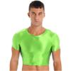 Agoky Mens Fashion Tank Tops Shiny U Neck Crop Tops See Through Streetwear Party Nightclub Vests Fluorescent Green X-Large view 1