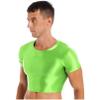 Agoky Mens Fashion Tank Tops Shiny U Neck Crop Tops See Through Streetwear Party Nightclub Vests Fluorescent Green X-Large view 2