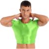 Agoky Mens Fashion Tank Tops Shiny U Neck Crop Tops See Through Streetwear Party Nightclub Vests Fluorescent Green X-Large view 3