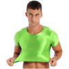 Agoky Mens Fashion Tank Tops Shiny U Neck Crop Tops See Through Streetwear Party Nightclub Vests Fluorescent Green X-Large view 4