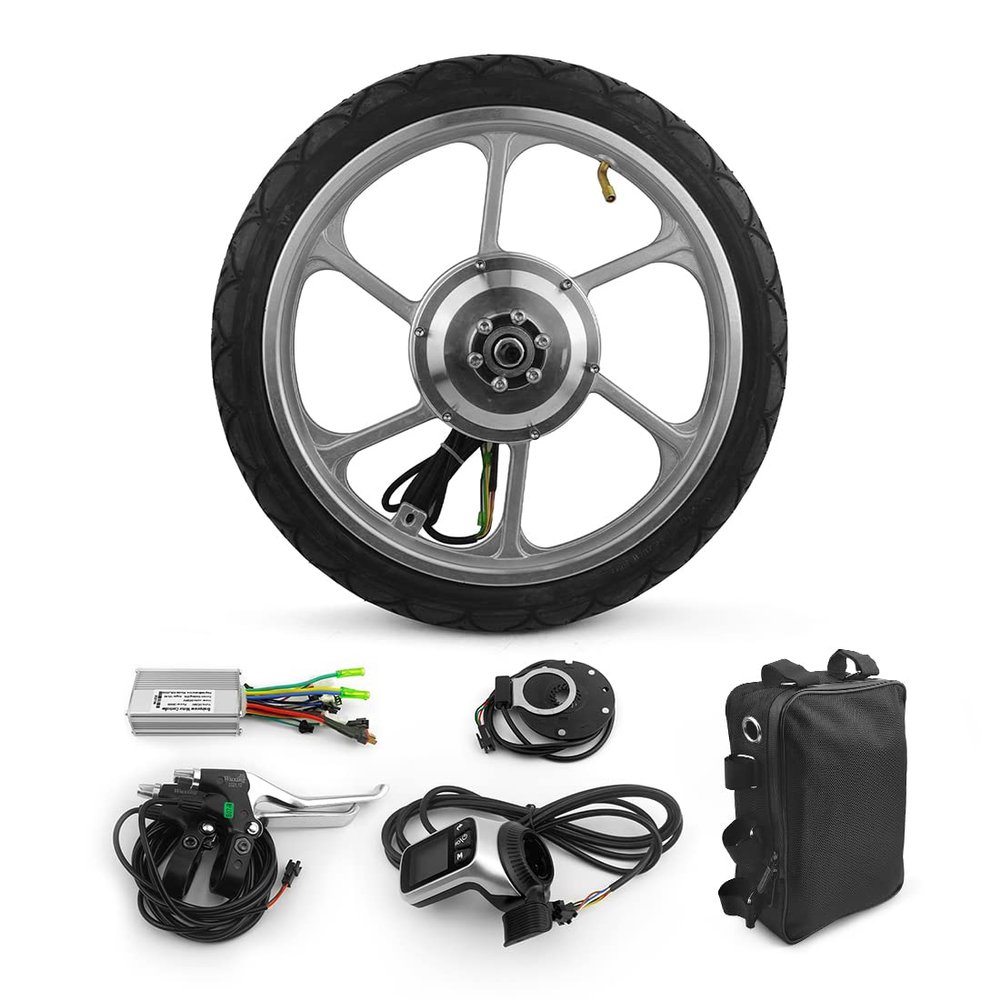 16 Inch Brushless Geared Motor Wheel Front Hub Drive with Thumb Throttle Display for Bike Small Scooter Bicycle