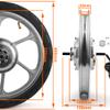 16 Inch Brushless Geared Motor Wheel Front Hub Drive with Thumb Throttle Display for Bike Small Scooter Bicycle view 2