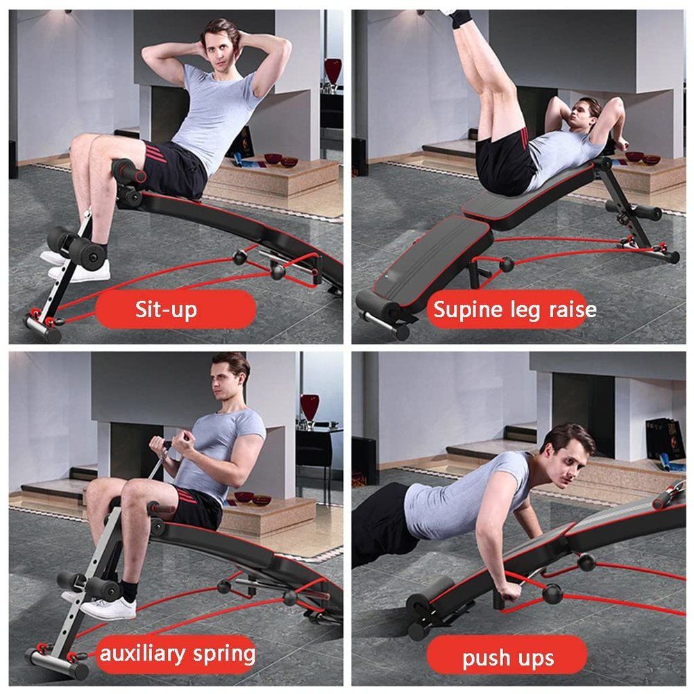 Sit Up Bench Adjustable Slant Board with Headrest Folding Sit Up Exercise Equipment Abs Training Supine Plank for Home Gym (Color : Black, Size : 128 * 30 * 60cm)