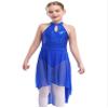 FEESHOW Girls Shiny Ballet Lyrical Dance Irregular Chiffon Dress Ballerina Leotards Dancing Costumes Royal Blue A 16 Years view 1