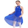 FEESHOW Girls Shiny Ballet Lyrical Dance Irregular Chiffon Dress Ballerina Leotards Dancing Costumes Royal Blue A 16 Years view 2