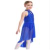FEESHOW Girls Shiny Ballet Lyrical Dance Irregular Chiffon Dress Ballerina Leotards Dancing Costumes Royal Blue A 16 Years view 3