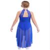 FEESHOW Girls Shiny Ballet Lyrical Dance Irregular Chiffon Dress Ballerina Leotards Dancing Costumes Royal Blue A 16 Years view 4