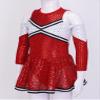 FEESHOW High School Cheer Leader Long Sleeve Shiny Dress Girls Cheerleading Halloween Carnival Party Costumes Red 14 Years view 4
