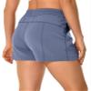Colorfulkoala Women's High Waisted Ultra Soft Athletic Jersey Shorts Casual Summer Lounge Pants with Pockets (XS, Niagara Blue) view 2