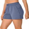 Colorfulkoala Women's High Waisted Ultra Soft Athletic Jersey Shorts Casual Summer Lounge Pants with Pockets (XS, Niagara Blue) view 4