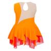 Oyolan Kids Girls Rhinestone Sleeveless Ice Skating Dress Irregular Hem Leotard Dress Figure Skating Competition Costume Orange 12 Years view 2