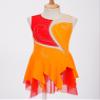 Oyolan Kids Girls Rhinestone Sleeveless Ice Skating Dress Irregular Hem Leotard Dress Figure Skating Competition Costume Orange 12 Years view 3