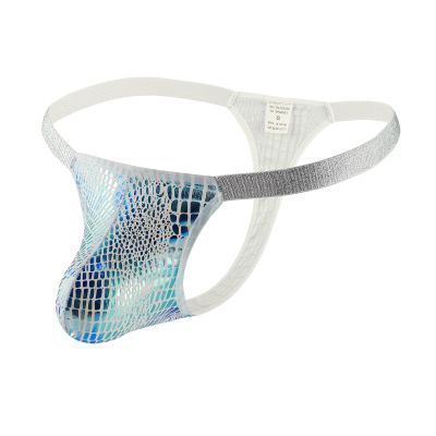 Ctreela Metallic Snakeskin Thongs for Men's Pouch Enhancing G-String Sexy Low Rise T-Back Underwear for Sex Party Club