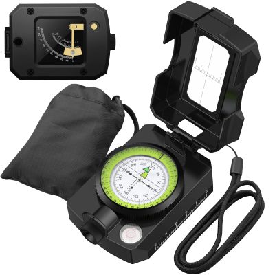 Proster IP54 Hiking Compass Professional Military Compasses Aluminum Alloy Camping Compass Waterproof with Sighting Clinometer