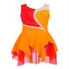 Oyolan Kids Girls Rhinestone Sleeveless Ice Skating Dress Irregular Hem Leotard Dress Figure Skating Competition Costume Orange 10 Years view 1